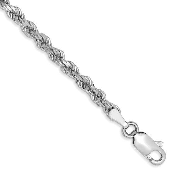 Diamond Cut Rope Chain - 10K White Gold (Per Inch)