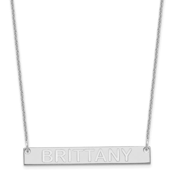 Engraved Bar Necklace - Sterling Silver