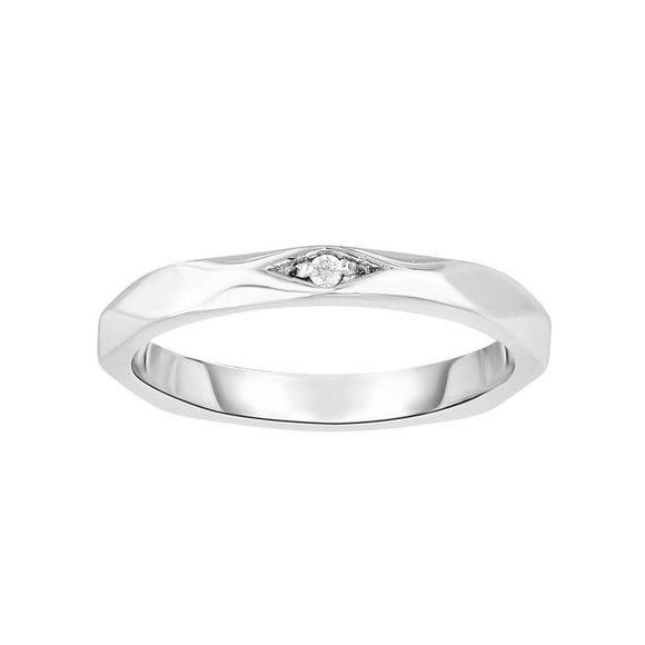 Diamond Accent Faceted Ring - Sterling Silver