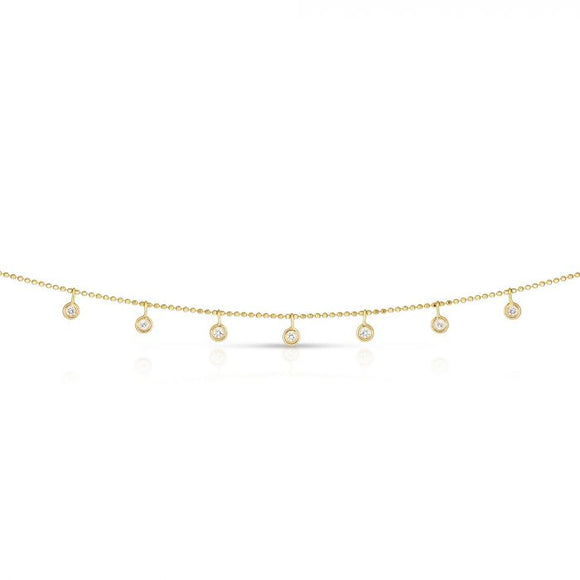Diamond Drops Necklace - 14K Yellow Gold