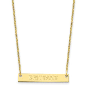 14kt yellow gold engraved bar necklace discount