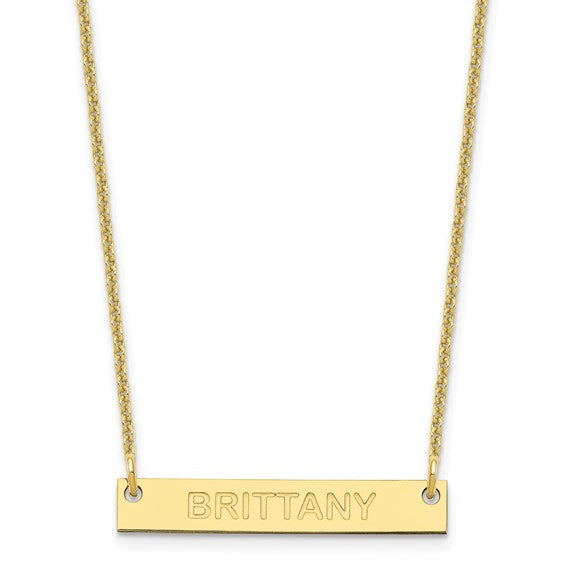 Engraved Bar Necklace 14K Yellow Gold – KTJ - Main Image